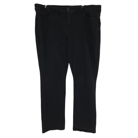 NYDJ Marilyn Straight Jeans Black Lift Tuck High Rise Dark Denim Petite 24WP - Picture 1 of 7